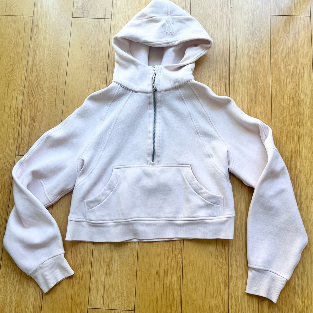 Lululemon Scuba Oversized Cropped Light Pink Half-Zip Hoodie